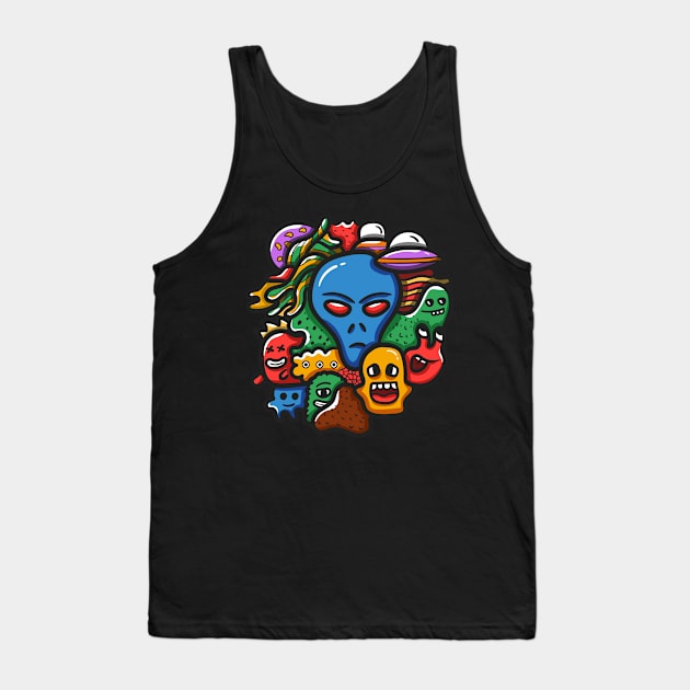 Alien monster doodle art Tank Top by Dzulhan